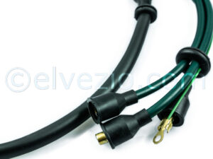 Green Spark Plug Cables - Coil Left Side for Fiat 500 N, 500 D, 500 F and Autobianchi Bianchina Berlina, Trasformabile and Cabriolet.